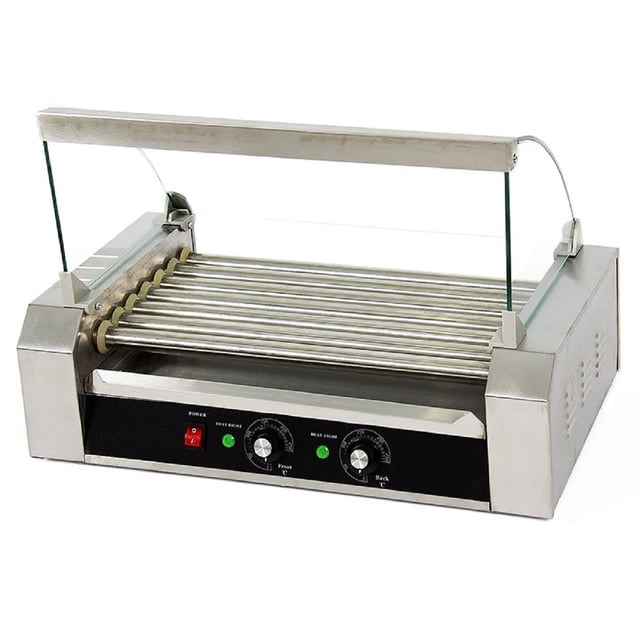 Machine de Grillade Portable 18 Hot-Dogs 7 Rouleaux en Acier Inoxydable Commerciale avec Couvercle Neuve