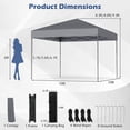 thumbnail image 3 of Costway 10 X 10 FT Pop up Canopy Tent with Portable Carrying Bag, 8 Stakes, 4 Wind Ropes, 3 of 10