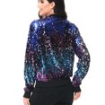 thumbnail image 4 of Fashion Womens Sequin Long Sleeve Front Zip Jacket with Ribbed Cuffs, 4 of 5