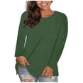 thumbnail image 1 of Long Sleeve Tops for Women Solid Color Casual Crew Neck T Shirts Fall Winter Basic Tees, 1 of 6