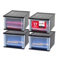 thumbnail image 1 of IRIS USA 17 Qt. Medium Plastic Stacking Drawer, Stackable Storage Organizer Unit with Sliding Drawer for Bedroom Kitchen Under Sink Pantry Craft Room Dorm Office, Black, 4-Pack, 1 of 7