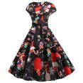 thumbnail image 3 of Jsaierl Robe de Noël pour Femmes à Manches Longues, Col en V, Plissée, Robes de Bal avec Ceinture, Robe Évasée 2024 pour l'Hiver, Vacances, Cocktail, Fête, 3 of 5