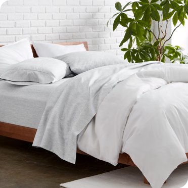 Bare Home Premium 1800 Collection 4-Piece Bed Sheet Set, King, Heathered Pewter