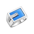 thumbnail image 3 of RYLOS Men's Rings 14K White Gold Ring With Diamonds and Blue Quartz Set in Designer Nugget Style Rings For Men Size 11, 3 of 7