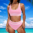 thumbnail image 2 of FAIWAD Womens 2 Piece Swimsuits Sports Color Block Bikini Sets Removable Bra Pad Full Coverage Bathing Suits for Girls, 2 of 5
