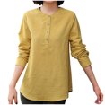 thumbnail image 1 of Timegard Blouse pour Femmes Ample Légère Manches Longues Bouton Col Rond Chemises Décontractées pour Bureau, 1 of 8