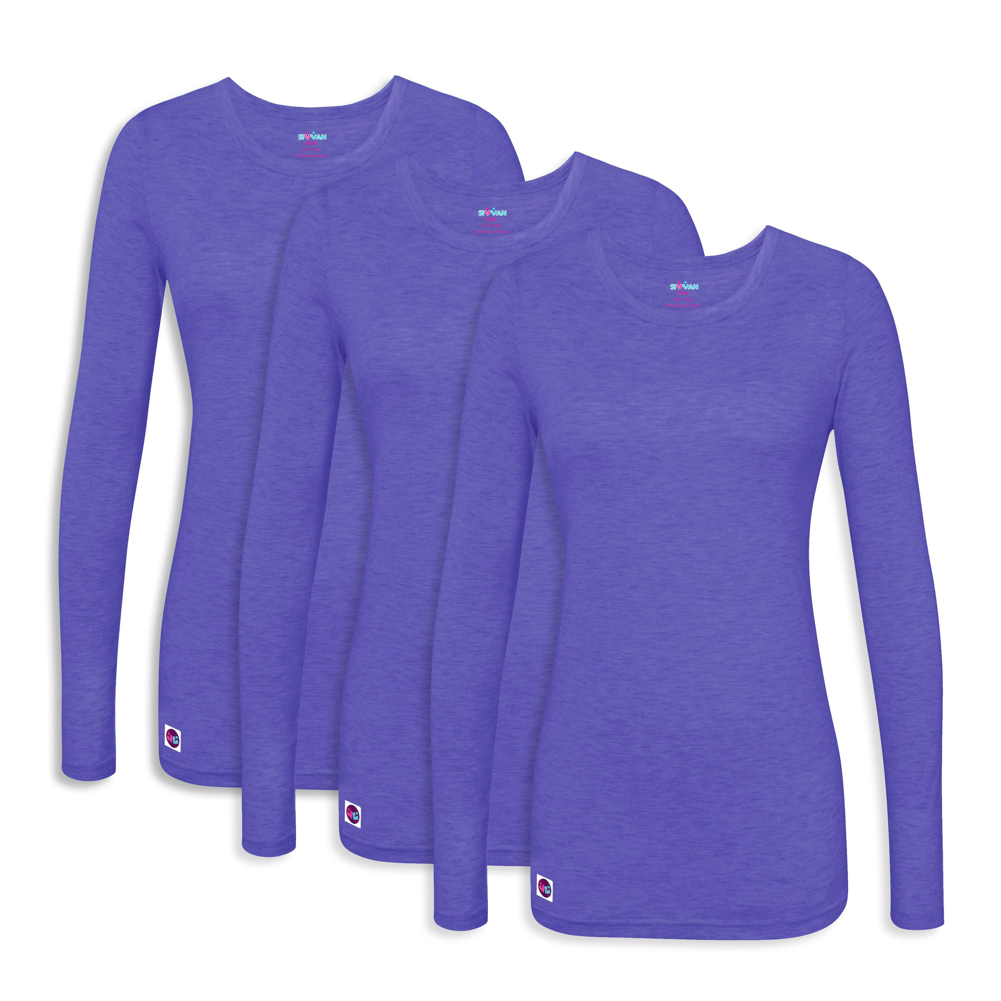 Sivvan Lot de 3 T-Shirts/maillots de Corps à Manches Longues Confort pour Femmes