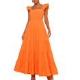 thumbnail image 4 of Jusqu'à 60 % de Rabais! pstuiky Robes d'Été Femmes Été Boho Smockées Robes de Plage Sans Manches à Bretelles Florales Fluides à Étages Fête Midi Décontractée Robe d'Été Loisirs Soldes Aujourd'hui Liquidation Blanc, 4 of 7