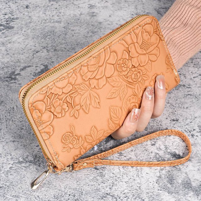 Gspmoly Womens Small Wallet, Women's Long Style With Hanging Rope Multifunctional Zipper Multiple Card Slots Printed Zipper Change Wallet Travel Wallet Women Yellow Free Size