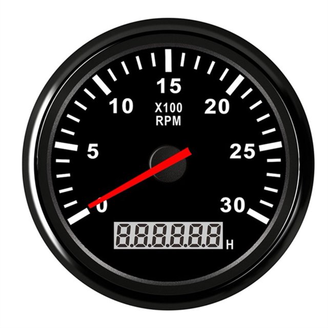 3000 RPM Tachometer Gauge 85mm For Universal Car Boat Tachometer 12V/24V LCD Hour Meter With Red Backlight ,Easy to Calibrate