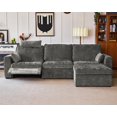 thumbnail image 1 of BEDEEP 125'' Power Recliner Sofa with Headrest, Moduar Cloud Sectional Chenille Reclining Couch with Storage Ottoman Chaise, Convertible 4-Seater Sofa Couch for Living Room RV, Grey, 1 of 9