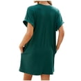 thumbnail image 5 of Timegard Robe T-Shirt Femme à Manches Courtes Col Ras du Cou Robe Basique de Couleur Unie Robe Décontractée Confortable avec Poches, 5 of 5