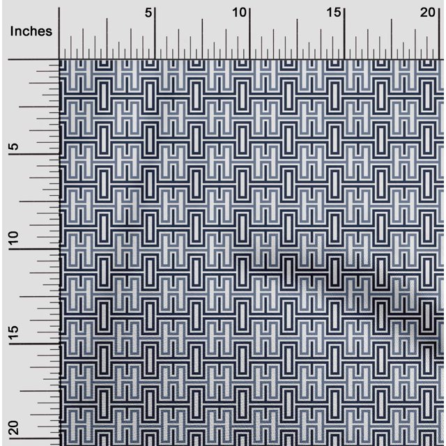 oneOone Cotton Silk Fabric Greek Key Geometric Printed Fabric 1 Yard 42 Inches Wide