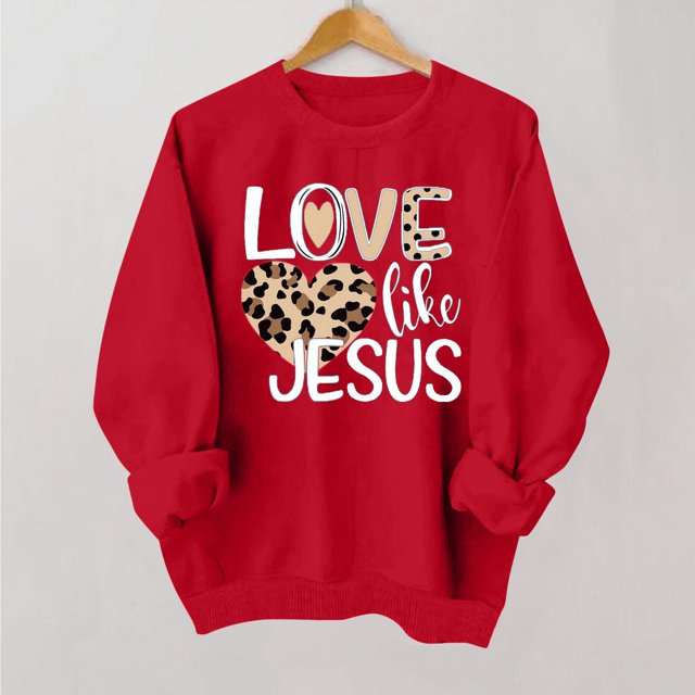 Styesk Chemises à Manches Longues pour Femmes Imprimé Cœur Hauts Confortables Doux Col Rond T-Shirts Chandail Mode Léger Chandail en Molleton Graphique de la Saint-Valentin Hauts Décontractés