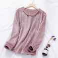 thumbnail image 2 of MeetoTime Women's Pajama Tops Fall Winter Fleece Keep Warm Long Sleeves Home Wear, 2 of 3