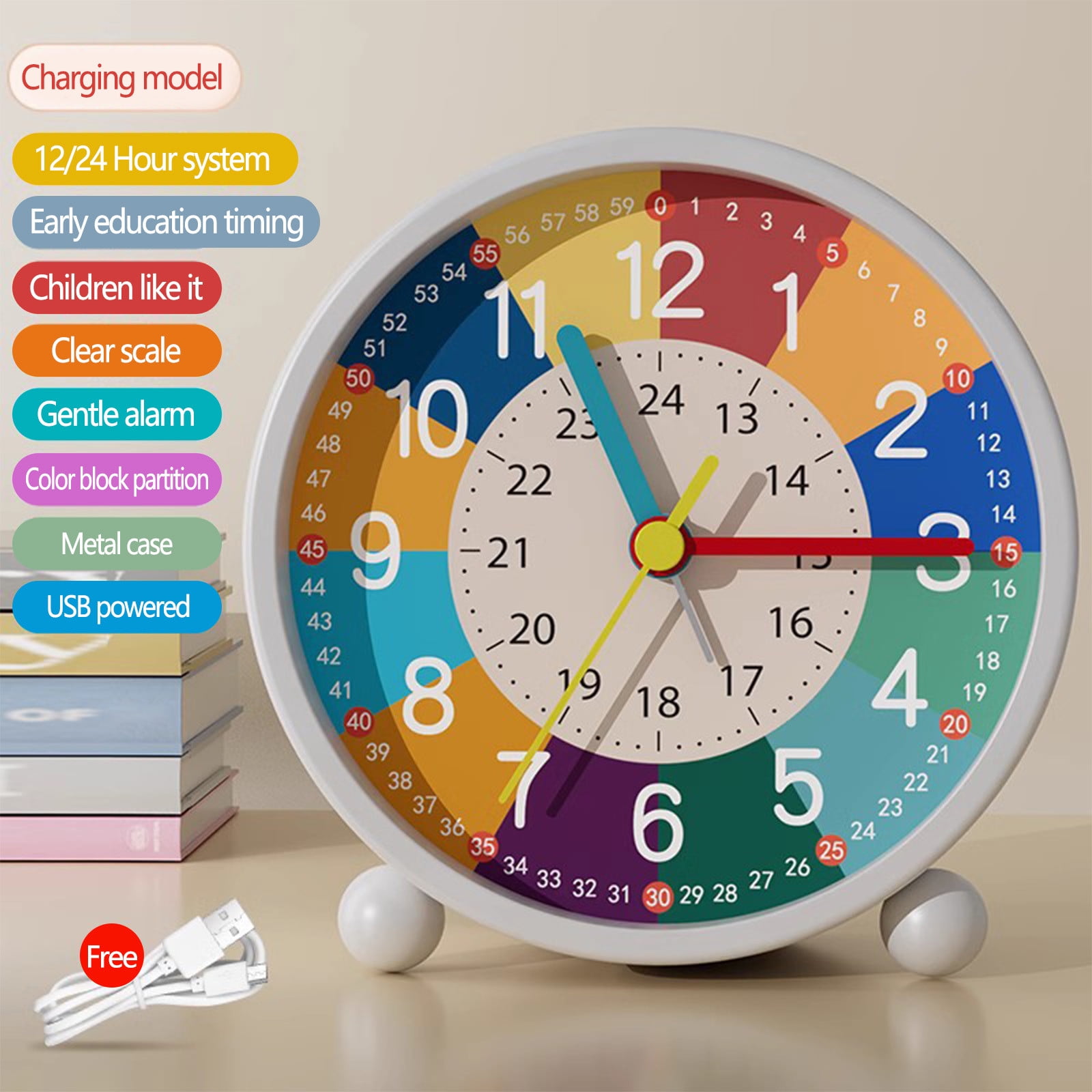 Réveil Numérique Enfants Sans Tic-tac – Apprentissage Silencieux Avec Veilleuse, écran 12/24h, Compact, Pour Garçons Et Filles