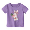 thumbnail image 4 of GDREDA Vêtements Fille T-Shirt Décontracté pour Enfants Mode Imprimé Col Rond Manches Courtes Tunique à Manches Courtes pour Fille Violet, 2-3 Ans, 4 of 4