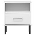 thumbnail image 2 of vidaXL Bedside Cabinet with Metal Legs White Solid Wood Pine OSLO, 2 of 5