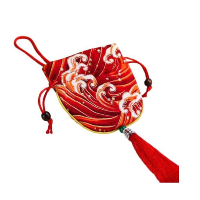 Sachet Bag Traditional Chinese Style Delicate Bags with Tassel Retro Pouch Pendant Printing Pattern Party Favor Ornament Red Type 1