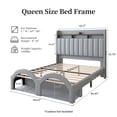thumbnail image 2 of SIBEDS Bed Frame with Storage Drawers and Galaxy Star Projector PU Upholstered Gray Headboard, Queen, 2 of 9