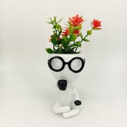 Dvkptbk Cute Little Characters Planter, Cute Succulent Flower Pots Little Characters Coffee，Indoor Plant Pots Shaped, Unique Succulent Pots with Drainage, Small Gardening Pots.