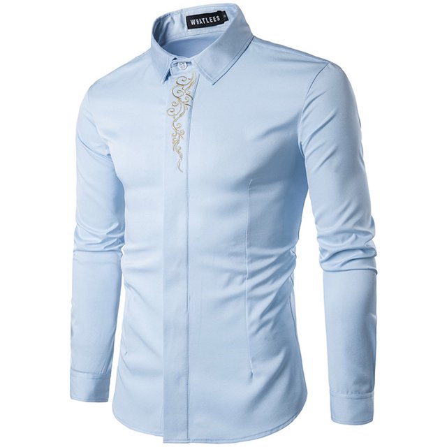 Chemise à Manches Longues pour Hommes Homme Décontractée Imprimée Col Montant Chemise de Base à Manches Longues Blouse Chemises à Manches Longues pour Hommes