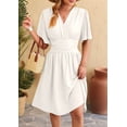 thumbnail image 4 of Robe Femme Été Décolleté en V Profond Élégante Mini-Robe à Volants Taille Robes Blanc P, 4 of 10