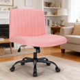 thumbnail image 2 of Wide Office Chair with Wheels Armless Office Chair Mid Back Computer Task Chairs for Make Up( with Wheels), 2 of 2
