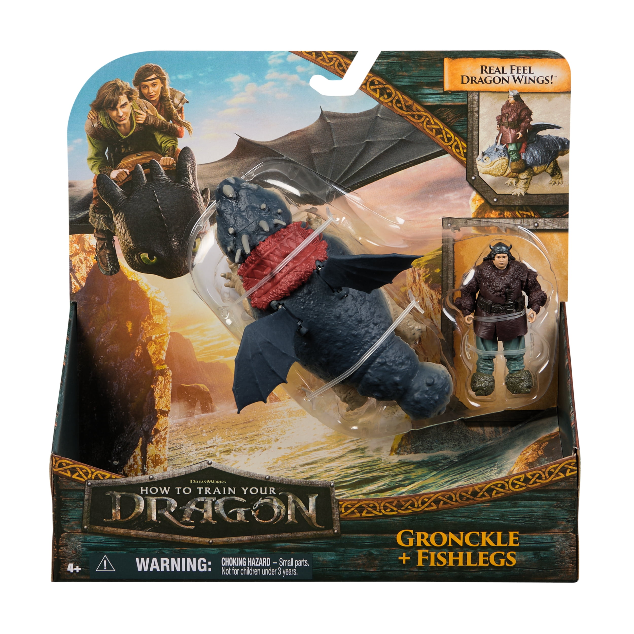 DreamWorks Dragons, How to train Your Dragon, Gronckle & Fishlegs, Duo de figurines Vikings articulées, jouets pour enfants à partir de 4 ans