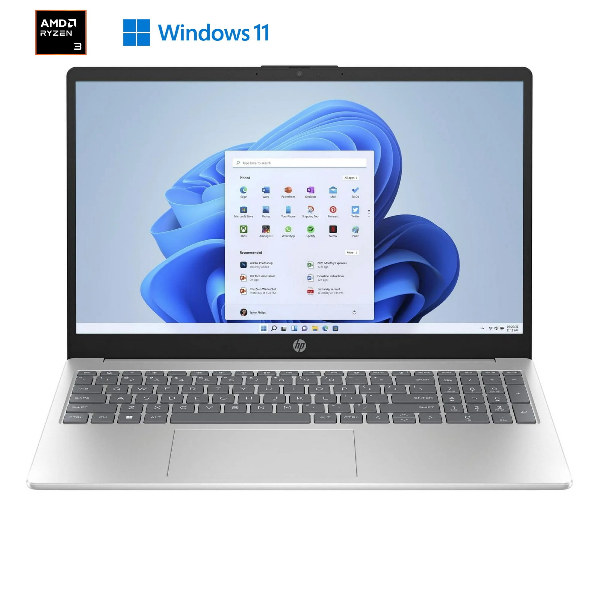 HP 15.6-Inch Laptop PC 15-fc0009ca, AMD Ryzen 3, 8 GB RAM, 1 TB