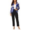 thumbnail image 2 of INSPIRE CHIC Women's Fitted Blazer Notch Lapel Printed Open Front Work Suit Jacket XL Royal Blue-Floral, 2 of 6