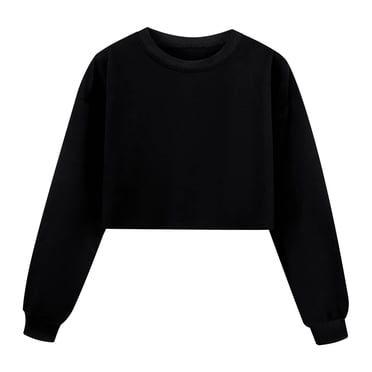 MEZZALL Kids Boys Girls Child Long Sleeve Solid Color Sport Sweatshirt Pullover Tops Lovely Toddler Dailywear, Black, 4-5 Years