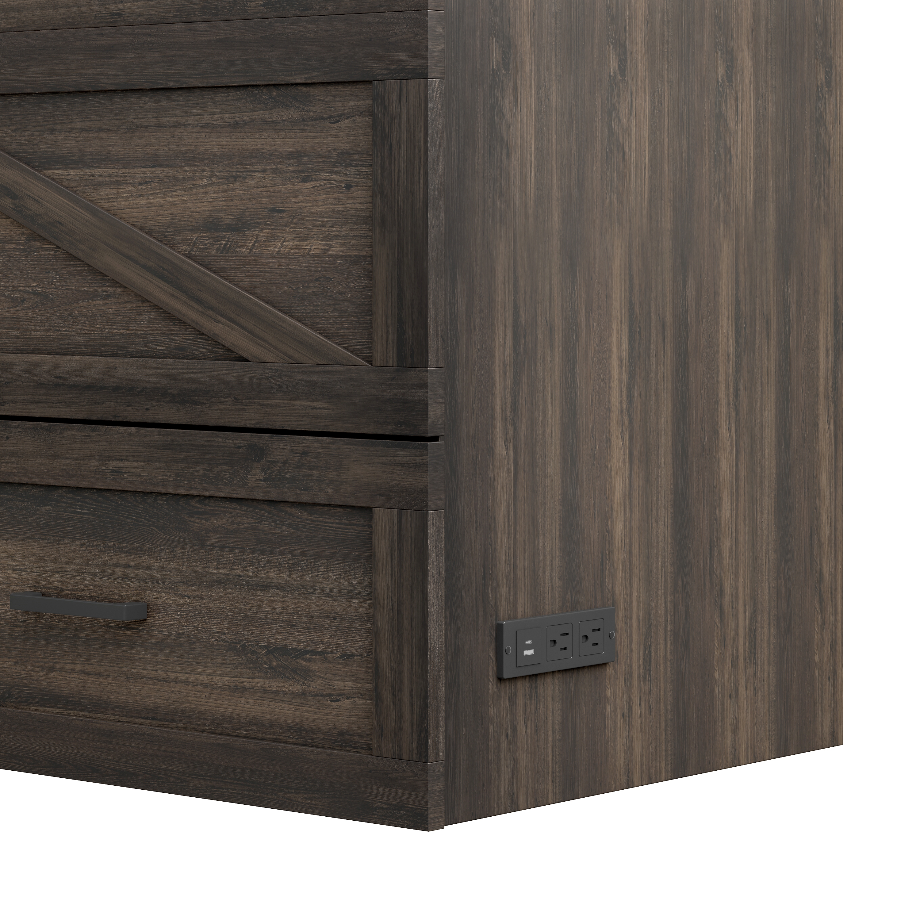 Lit escamotable Noble House, de style ferme, gris, 3 places, avec station de recharge