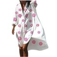 thumbnail image 2 of Pisexur Robe à Manches Longues à Col en V Longueur Cheville Mode Femmes Col en V Manches Longues Chemise Imprimée Irrégulière Longue Robe Blouse pour Femmes, 2 of 5