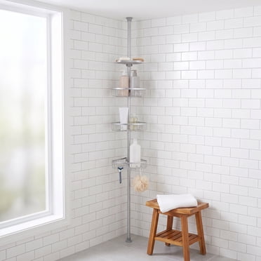 Era Neil Pole Shower Caddy Powder Chrome, 11.69 x 96in