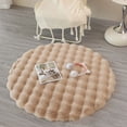 thumbnail image 2 of Khaki Earth-Tone Round Rug With Textured Pattern Durable Construction For Entryways #62KbT, 2 of 6