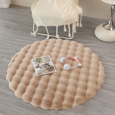 COM1950s Tapis Rond Duveteux des Années 1950 avec Texture de Bulles, Tapis de Sol Antidérapant pour Salon, Canapé, Chambre, Salle de Bain, Tapis Circulaire Effet Velours, 19,7 Pouces