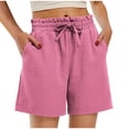 thumbnail image 2 of Gifts for Mom LSLJS Women's Solid Color Casual Drawstring Sports Shorts with Pocket Womens Shorts, 2 of 9