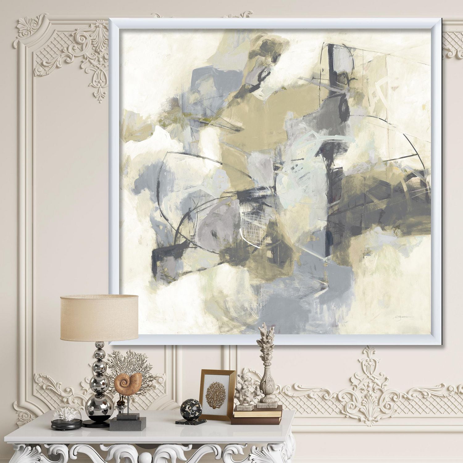 Designart Glam Crème Rêve III Art mural encadré
