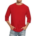 thumbnail image 1 of Hiiyo T-Shirt pour Homme Confortable Uni à Manches 3/4, Tailles M-XXXXXL, 1 of 6