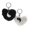 thumbnail image 1 of "Claire's Silver Pom Pom Yin Yang Best Friends Keychains, Adult, Keyring Set, 2 Pack, 39670", 1 of 1