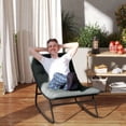 thumbnail image 2 of Outsunny Outdoor Rocking Chair w/ Cushion, Mesh Patio Chair, Dark Grey, 2 of 10