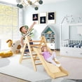 thumbnail image 2 of Gymax 2-in-1 Wooden Climbing Triangle Set Triangle Climber w/ Ramp Natural, 2 of 10