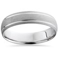 thumbnail image 1 of Alliance de Mariage pour Homme en Or Blanc 10K Brossée à Double Incrustation, 1 of 1