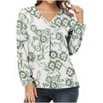 thumbnail image 1 of Birdeem T-Shirt à Manches Longues Décontracté Imprimé Col en V Ample pour Femmes, 1 of 7