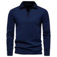 thumbnail image 1 of Hauts d'Automne à Manches Longues pour Femmes Mode Homme Décontractée Couleur Unie Blouses Chemises à Col Rabattu à Manches Longues Femmes Chandails 2024 S-59 Bleu Marine TG, 1 of 4