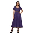 thumbnail image 1 of Moomaya Long Cotton Printed Short Sleeve Front Slit Tunic Dresses For Women, 1 of 6