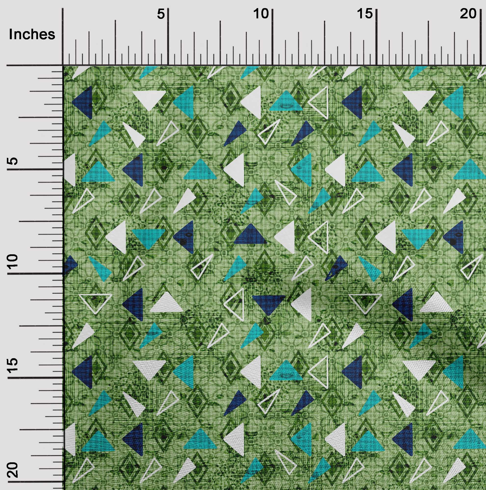 oneOone Georgette Viscose Tissu Vert Texture & Triangle Géométrique Robe Matériel Tissu Imprimé Tissu par la Cour 42 Pouces de Large