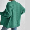 thumbnail image 5 of WRKEKC Women's Knit Cardigan Solid Color Button Front Long Sleeve Open Front Cozy Sweater for Fall Winter Layering Green S, 5 of 5