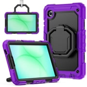 for Samsung Galaxy Tab A11 Case 8.7 inch, 360 Rotating Shockproof Cover with Stand, Handle, Shoulder Strap (2025, SM-X133/X135), Purple